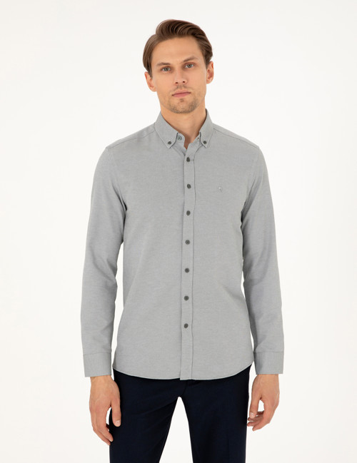 Haki Oxford Slim Fit Uzun Kollu Gömlek 50297998-VR027