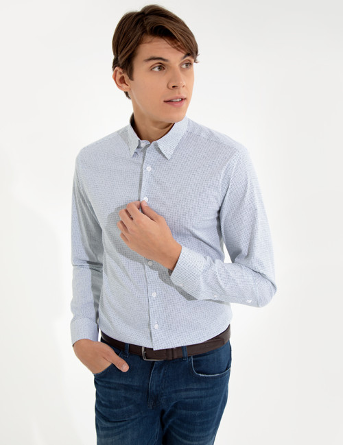 Yeşil Slim Fit Uzun Kollu Gömlek 50259521-VR054