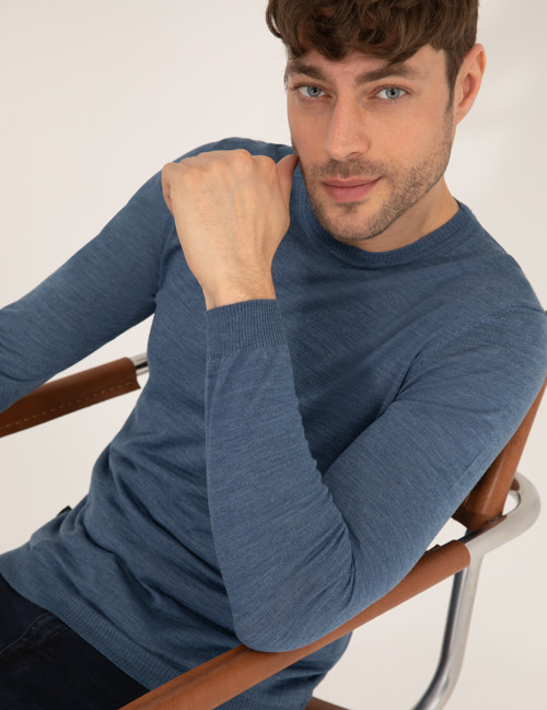 Mavi Slim Fit Bisiklet Yaka Yün Karışımlı Basic Triko Kazak 50257301-VR036