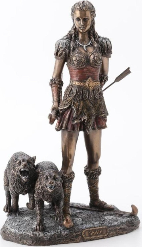 Kurtlu Mitolojik Skadi Figürü 28 cm