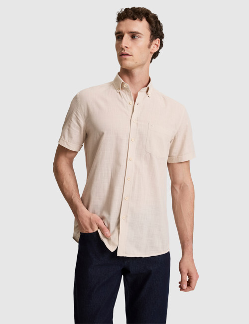 Bej Regular Fit Kısa Kollu Gömlek 50320916-VR011