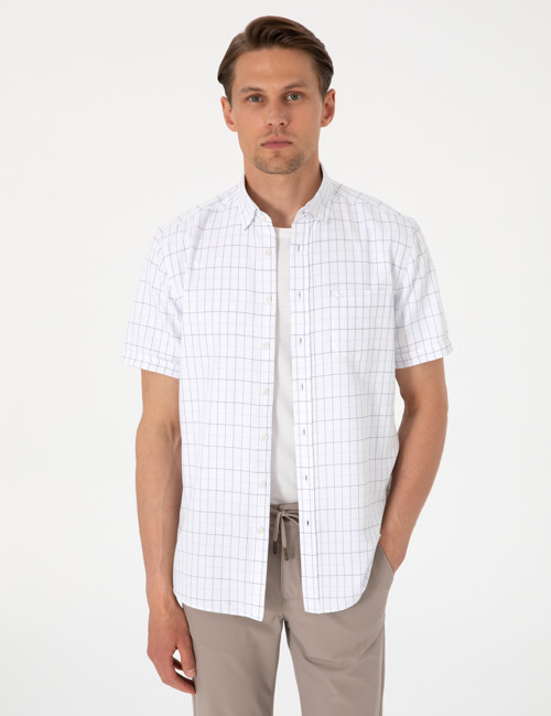 Beyaz Regular Fit Kısa Kollu Gömlek 50307066-VR013