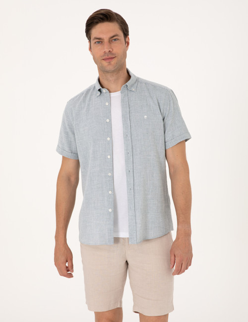 Yeşil Regular Fit Kısa Kollu Gömlek 50307073-VR054