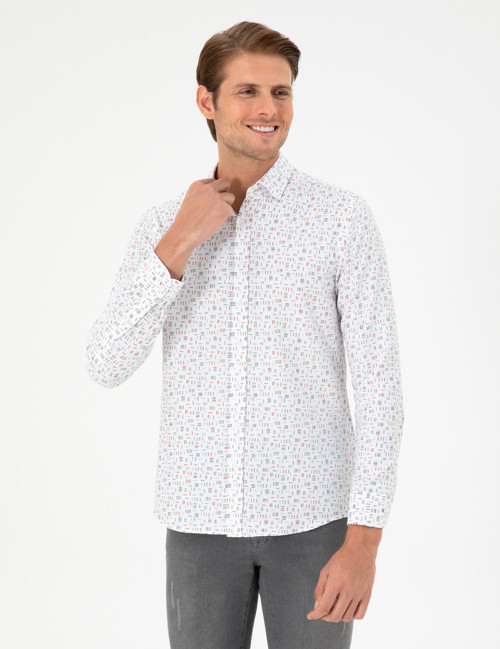 Turuncu Slim Fit Uzun Kollu Gömlek 50298170-VR051