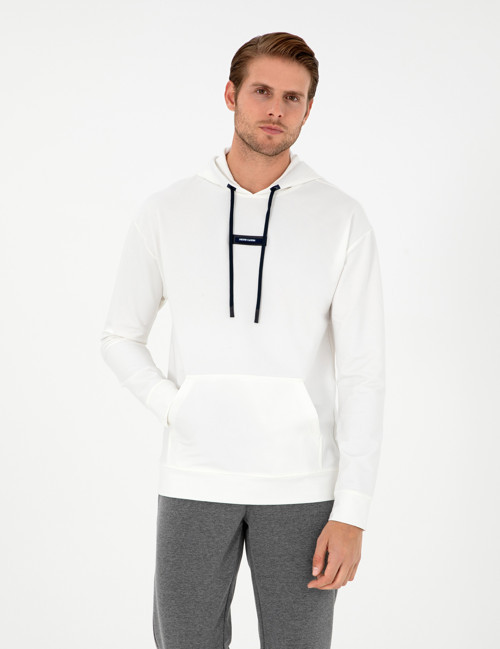 Beyaz 2 İplik Comfort Fit Kapüşonlu Sweatshirt 50290635-VR013