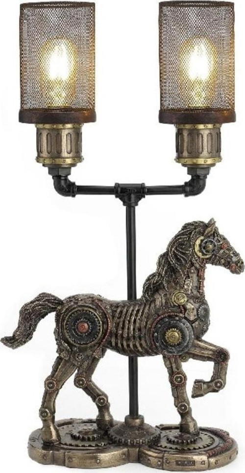 Steam Punk Mekanik Atlı Masa Lambası 56 cm