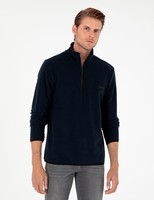 Lacivert Regular Fit Yarım Fermuarlı Polar Sweatshirt 50298973-VR033