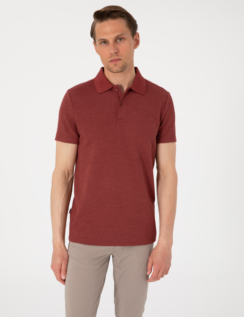 Nar Slim Fit Örme Dokulu Düğmeli Polo Yaka Tişört 50310171-VR239