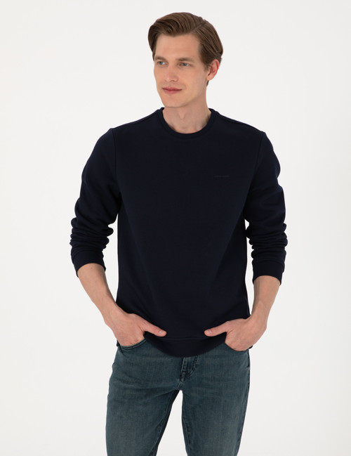 Lacivert 3 İplik Regular Fit Bisiklet Yaka Basic Sweatshirt 50315021-VR033