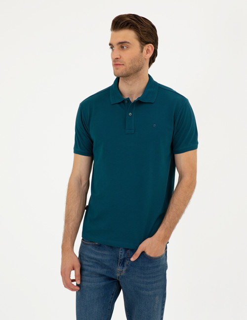 Zümrüt Slim Fit %100 Pamuk Basic Düğmeli Polo Yaka Basic Tişört 50280754-VR055