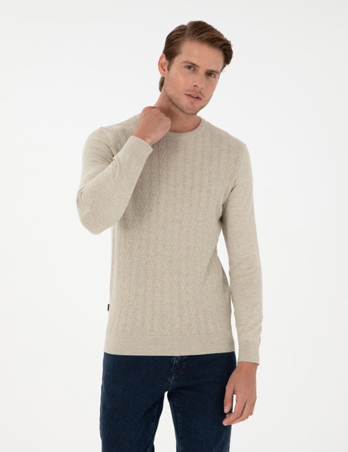 Kum Melanj Slim Fit Bisiklet Yaka Triko Kazak 50300499-VR123