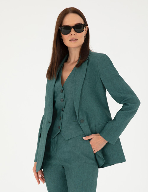 Yeşil Regular Fit Keten Ceket 50282094-VR054