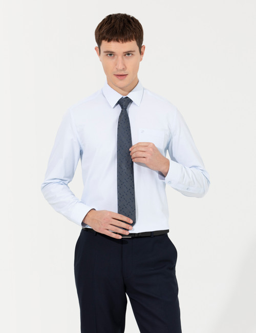Açık Mavi Regular Fit Uzun Kollu Basic Gömlek 50251169-VR003