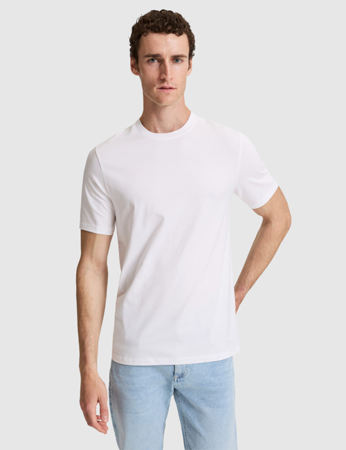Ekru Regular Fit Bisiklet Yaka Tişört 50323973-VR019