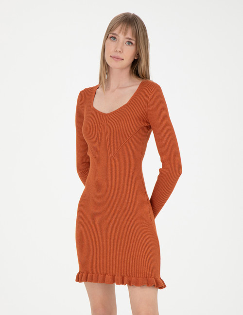 Kiremit Extra Slim Fit Triko Elbise 50280230-VR031