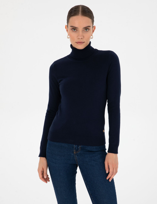 Lacivert Slim Fit Balıkçı Yaka Basic Kazak 50315747-VR033