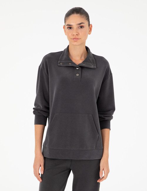 Antrasit Oversize Modal Kumaş Sweatshirt 50290903-VR006
