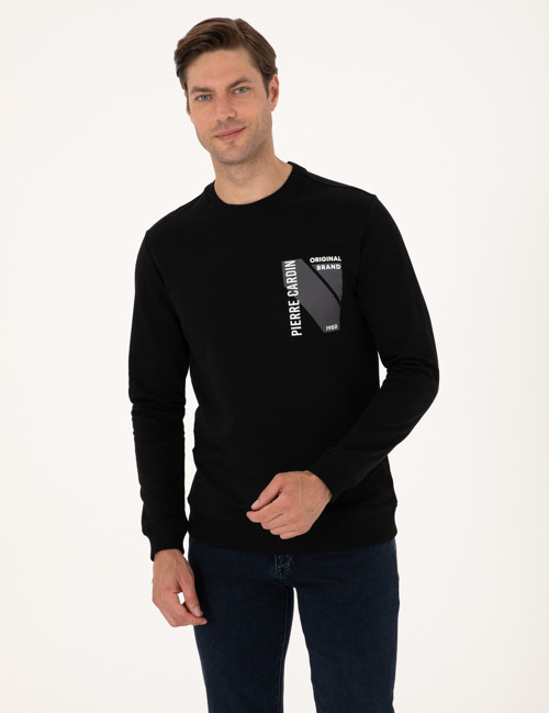 Siyah Regular Fit Bisiklet Yaka Sweatshirt 50317750-VR046