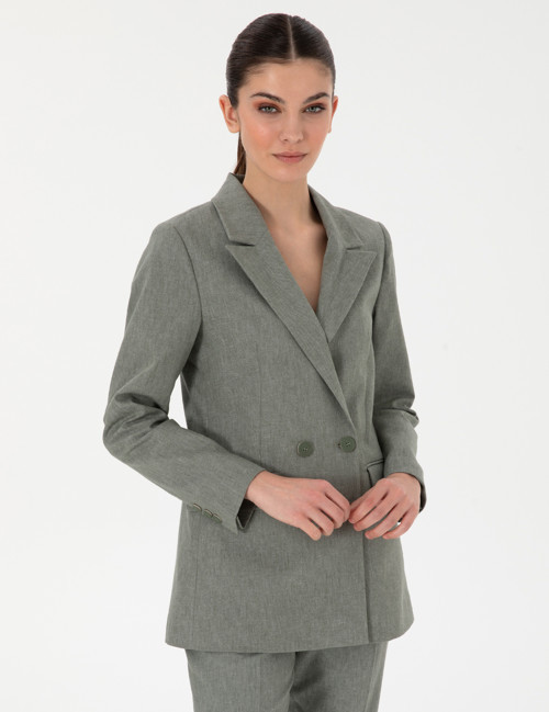 Haki Slim Fit Keten Karışımlı Ceket 50299966-VR027