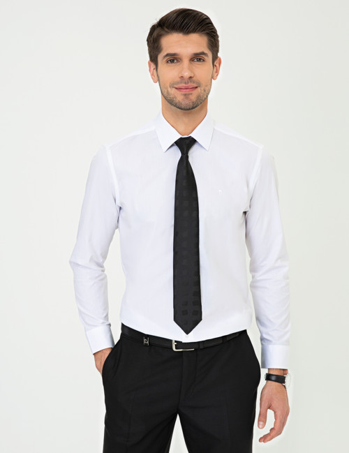 Beyaz Slim Fit Uzun Kollu Klasik Gömlek 50251670-VR013