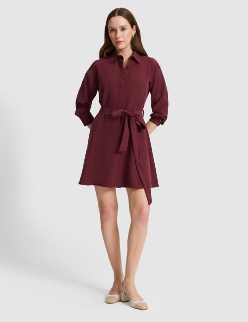Bordo Comfort Fit Dokuma Elbise 50318786-VR014