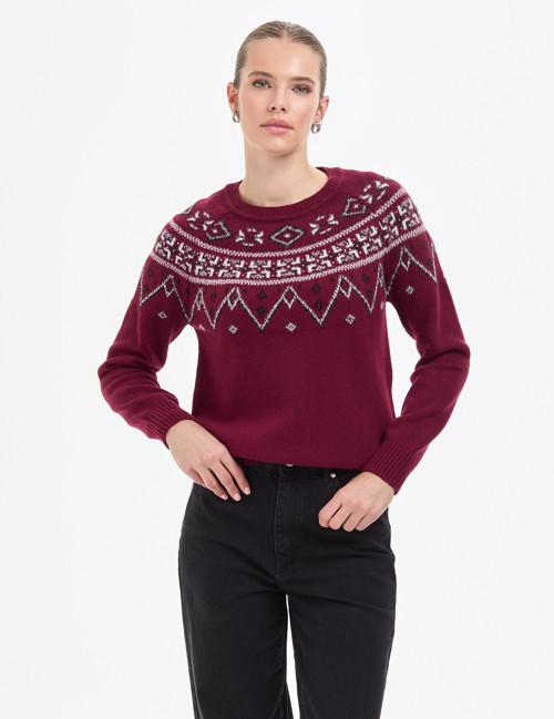 Vişne Slim Fit Yün Karışımlı Kazak 50310917-VR223