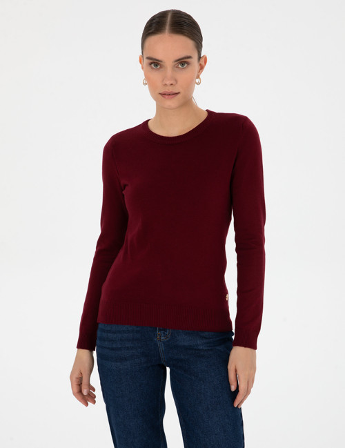 Vişne Slim Fit Bisiklet Yaka Basic Kazak 50315758-VR223
