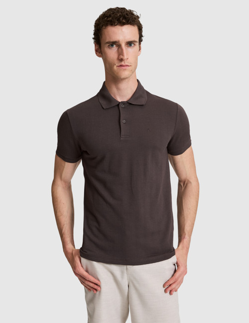 Koyu Kahverengi Slim Fit Düğmeli Polo Yaka Tişört 50321192-VR084