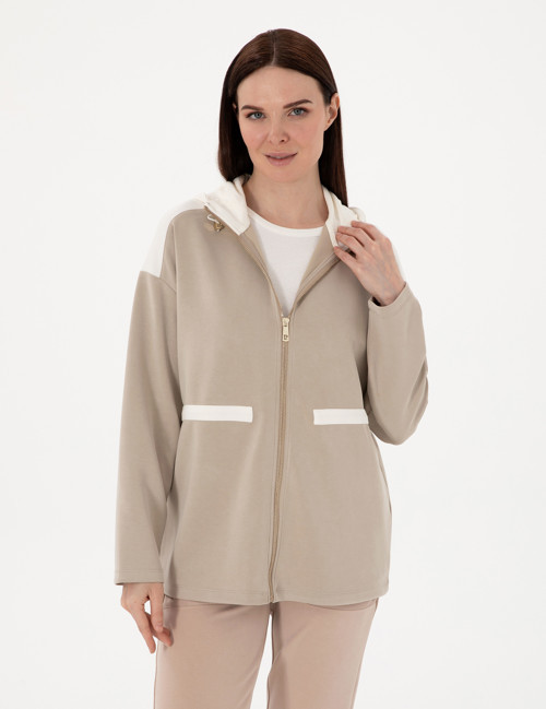 Kum Oversize Örme Hırka 50306341-VR085