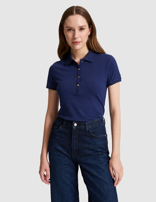 Lacivert Slim Fit Pamuklu Polo Yaka Basic Tişört 50325456-VR033