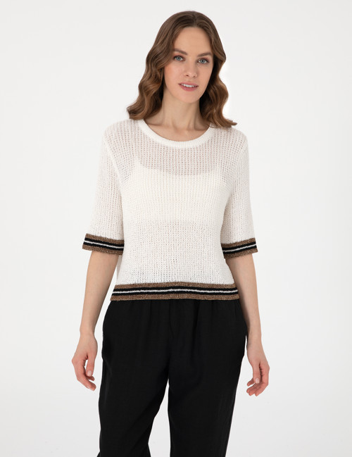 Ekru Regular Fit Triko Tişört 50306558-VR019
