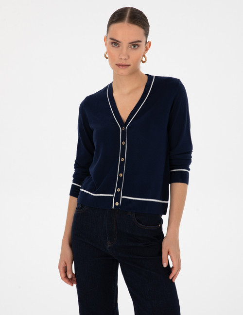 Lacivert Slim Fit Triko Hırka 50316344-VR033
