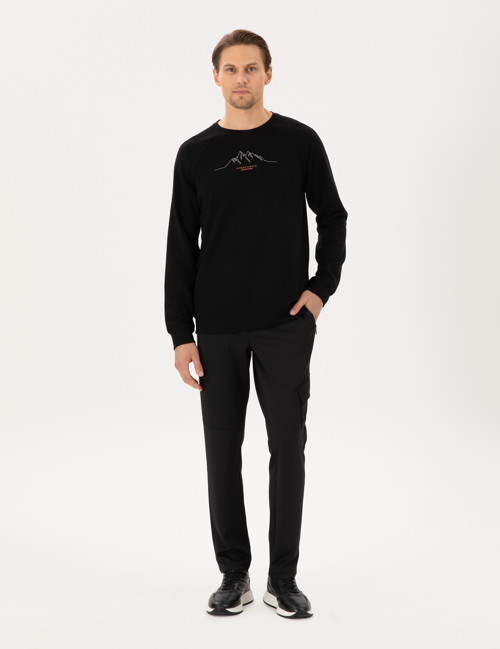 Siyah Regular Fit Scuba Kumaş Kargo Cepli Eşofman Altı 50292213-VR046