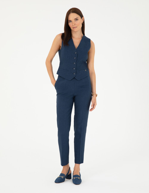 Lacivert Carrot Fit Keten Pantolon 50282075-VR033