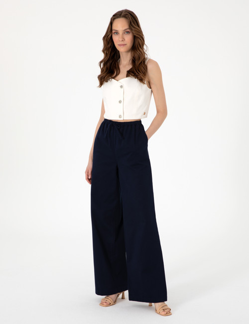 Lacivert Yüksek Bel Loose Fit Pantolon 50313136-VR033