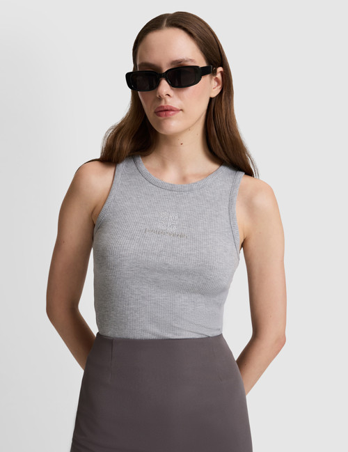 Gri Melanj Slim Fit Örme Bluz 50319825-VR086