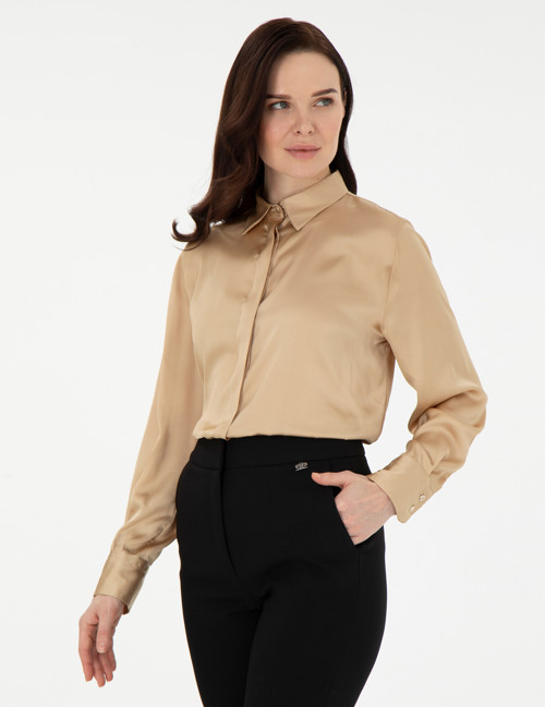 Bej Comfort Fit Uzun Kollu Gömlek 50296330-VR011