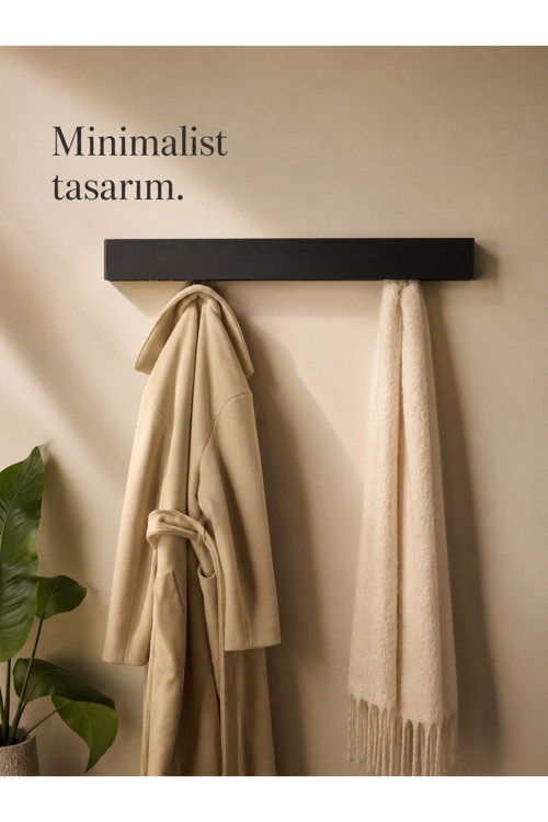 Portmanto Metal Duvar Askılığı Elbise Askılığı Vestiyer Askılık Gizli Kancalı Antre Hol Mont Çanta Havlu Askısı Beyaz 80 Cm Berlin