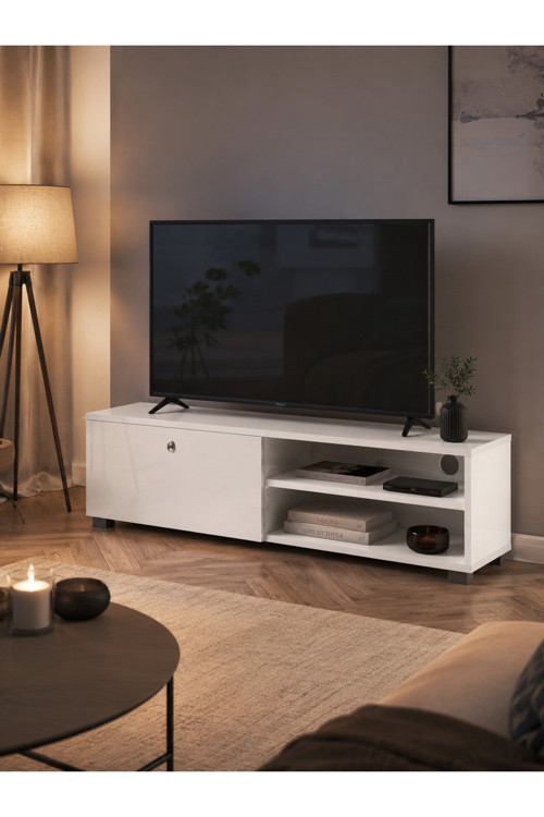 Tv Ünitesi Tv Sehpası Televizyon Sehpası Oturma Odası 120 Cm İda Beyaz