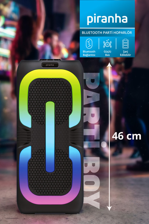 7863 RGB Işıklı Parti Boy Bluetooth Hoparlör | TWS Bağlantı | USB Disk Girişi | Güçlü Bass | TWS