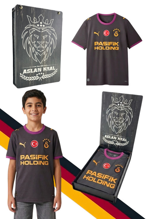 GS FRM 045 785016 GALATASARAY ORJİNAL LİSANSLI PUMA 26/27 DEPLASMAN SİYAH ÇOCUK FORMA LAZER KUTULU