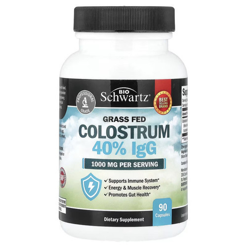 BioSchwartz Grass Fed Bovine Colostrum 40% IgG, 90 Caps