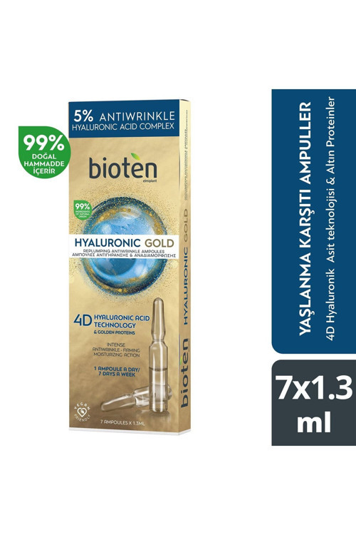 Hyaluronic Gold Yaşlanma Karşıtı Yeniden Dolgunlaştırıcı Ampuller 7 X 1,3 Ml