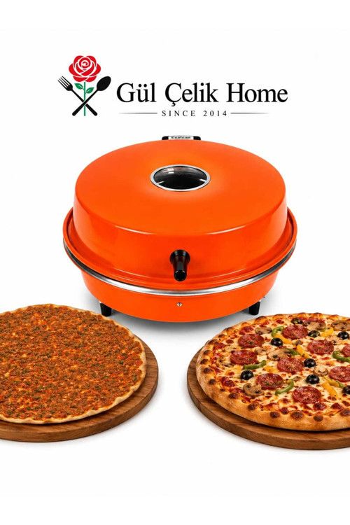 Pizza Lahmacun Elektrikli Ekmek Tandırı 50-CM Üstü Camlı Turuncu Renk