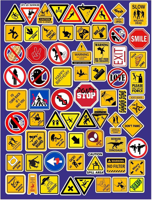 Signs Eğlenceli Yol Işaretleri Telefon Laptop Notebook Tablet Defter Etiket