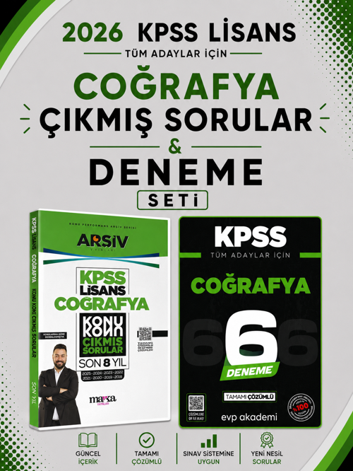 Marka 2026 KPSS Coğrafya Çıkmış Sorular & KPSS Coğrafya 6 Deneme EVP Akademi Seti
