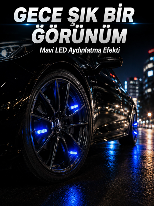4'lü Led Sibop Işığı Hareket Sensörlü Araç Lastik Sibop Lambası