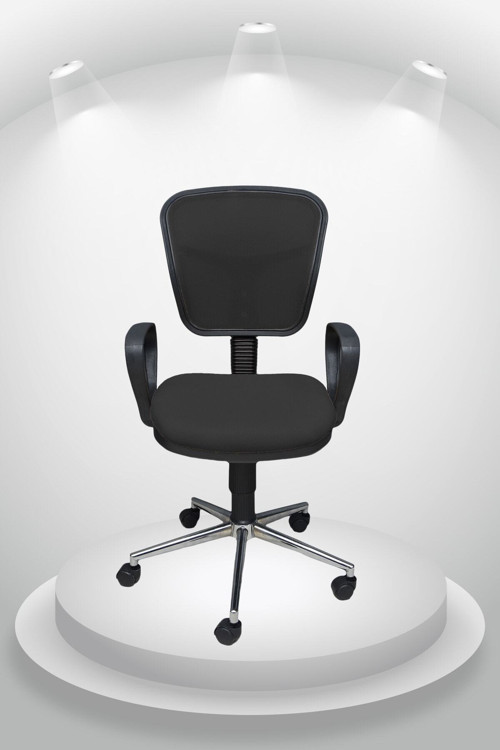 Depar Krom - Fileli Ofis Büro Öğrenci Çalışma Koltuğu - Sandalyesi Siyah