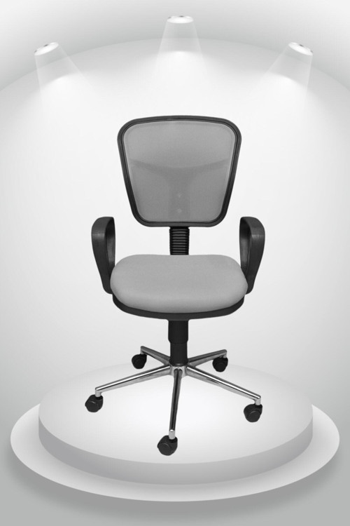 Depar Krom - Fileli Ofis Büro Öğrenci Çalışma Koltuğu - Sandalyesi Gri