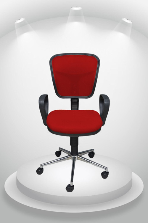 Depar Krom - Fileli Ofis Büro Öğrenci Çalışma Koltuğu - Sandalyesi Kırmızı